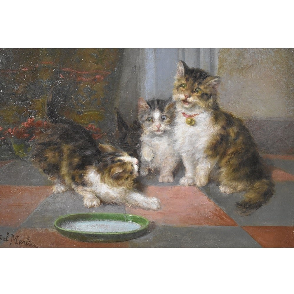 QA624 1 antique oil painting cats old painting XIX century.jpg